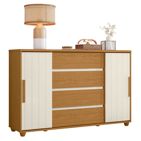 Cómoda Evidenza Rustic 2P 4C vista lateral – cómoda rústica para dormitorio