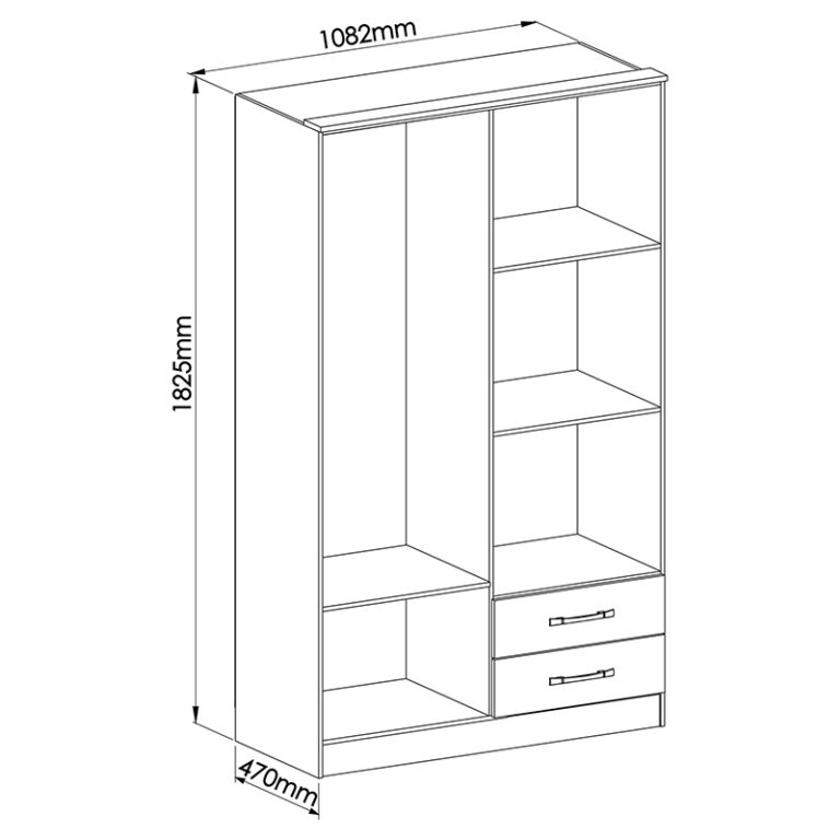 Closet Pequim Dark 4P 2C vista frontal – closet moderno dark medidas