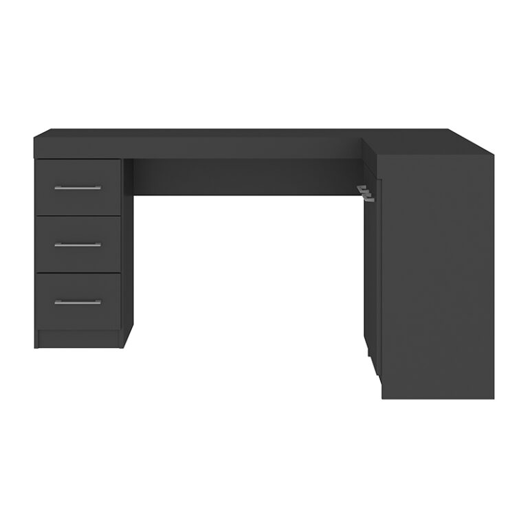 Escritorio Esquinero Grafito vista lateral – diseño de esquina práctico