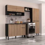 Kit Cocina Madri Rustic con repisas y puertas – mueble de cocina modular