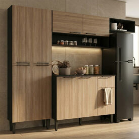 272078RG3 Cocina modular Madri Rustic con repisas y puertas – mueble de cocina modular