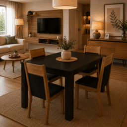 Comedor Lola Nelly 4 Sillas Negro (136x75x76 cm)