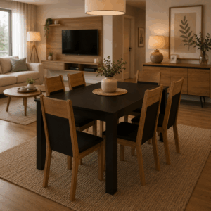 Comedor Lola Nelly 4 Sillas Negro (136x75x76 cm)