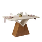 Detalle mesa Comedor Argo Lia 6S cubierta vidrio – comedor moderno