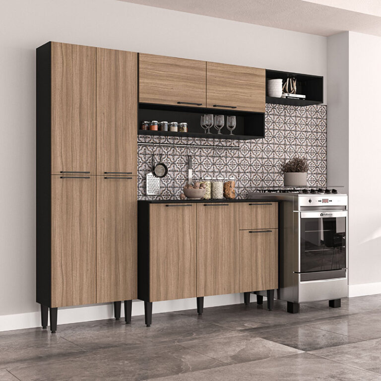 Kit Cocina Madri Rustic con repisas y puertas – mueble de cocina modular
