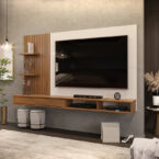 Panel Bento Light 60″ en sala decorada – centro de entretenimiento living