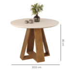 Detalle mesa Comedor Celeste Talia 4S – superficie MDF/MDP - medidas