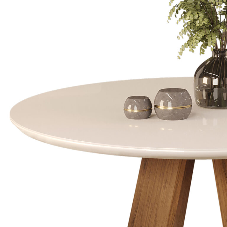 Detalle mesa Comedor Celeste Talia 4S – superficie con vidrio