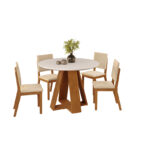 Comedor Celeste Talia 4S vista frontal – mesa y 4 sillas modernas