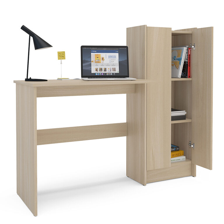 Detalle Escritorio Manaus 2P con puertas abiertas – interior