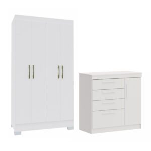 Set Closet 4P 2C + COMODA 3C Blanco.