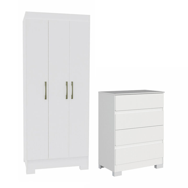 Set CLOSET 3P 2C + Cómoda 4C Blanco