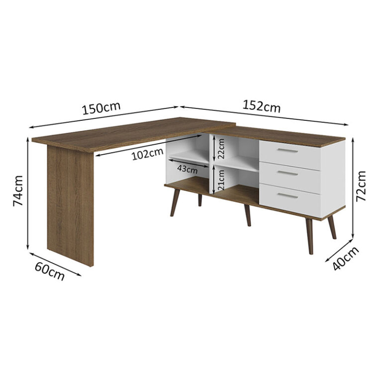 Escritorio Esquinero Funcional Lisboa vista en L – escritorio moderno para home office medidas