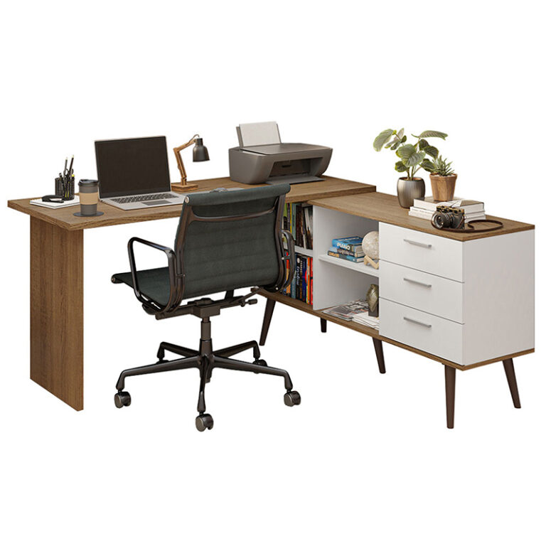 Escritorio Esquinero Funcional Lisboa vista en L – escritorio moderno para home office