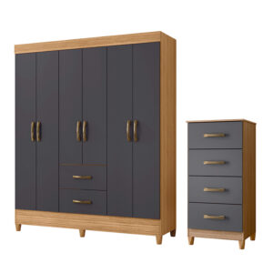 Set Closet 6P 2C + Cómoda 4C Grafito