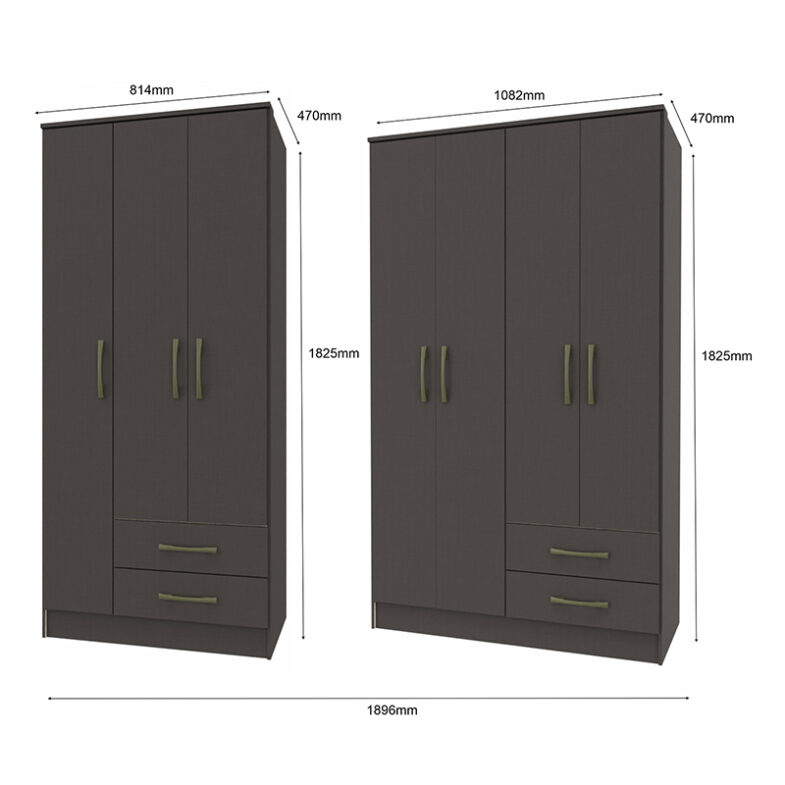 Set closet 3P 2C +4P 2C Negro - Imagen 2