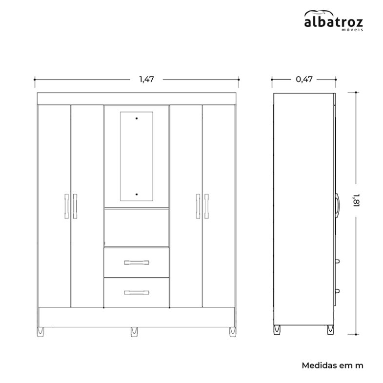 CLOSET 4P 2C MOBI CAPELINA GREY - Imagen 3