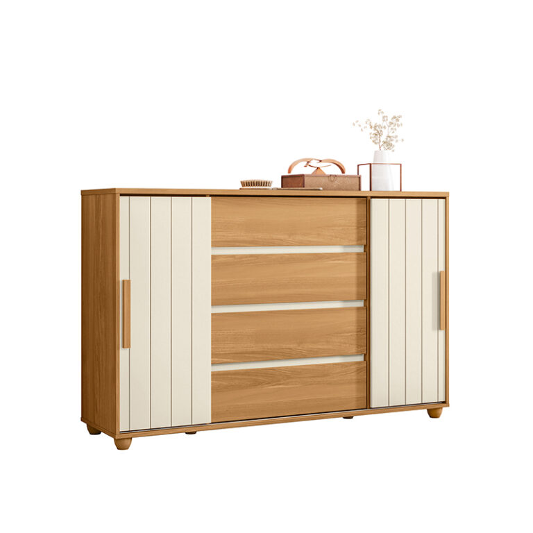 Cómoda Evidenza Rustic 2P 4C vista lateral – cómoda rústica para dormitorio