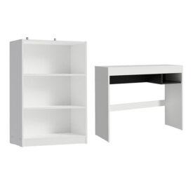 ESCRITORIO + ESTANTE RUBI BLANCO