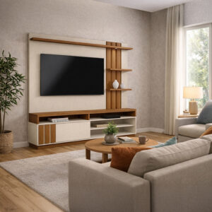 Home TV Mariana 55 en sala moderna – panel para TV hasta 55 pulgadas
