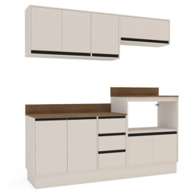 Cocina Modular Koya Con Auxiliar 8 Puertas y 3 Cajones - Beige