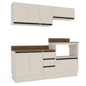 Cocina Modular Koya Con Auxiliar 8 Puertas y 3 Cajones - Beige